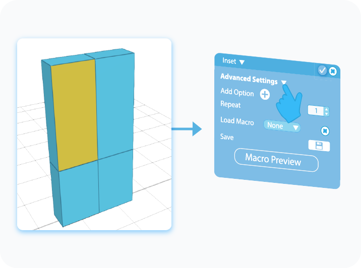 Graphic of advanced settings of the Inset tool